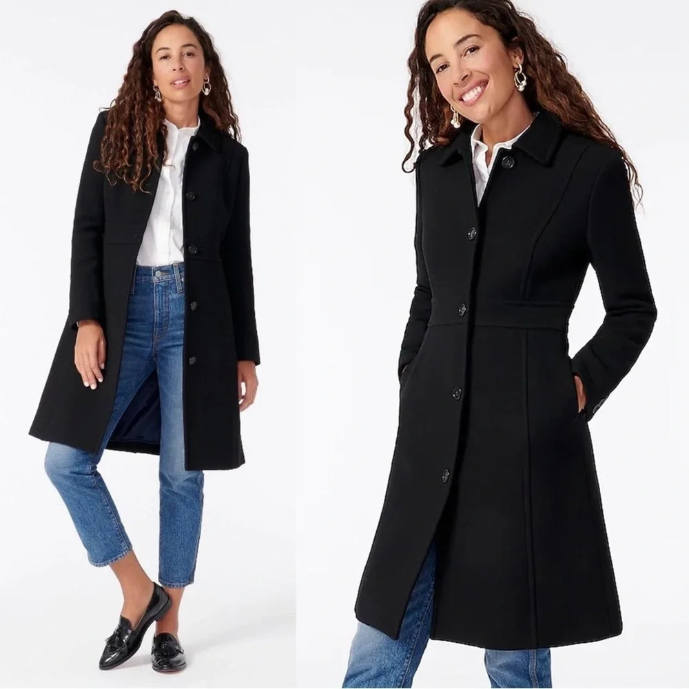 J Crew • Classic Lady Day Coat in Italian double-cloth wool Thinsulate® black
